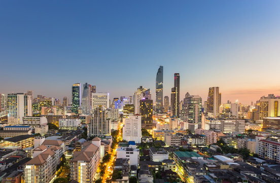 Bangkok cityscape in sunset time, Thailand