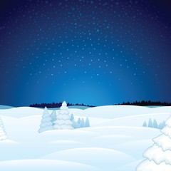 Winter Christmas Landscape Vector