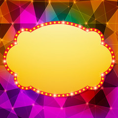 Abstract shining retro light banner on geometric background