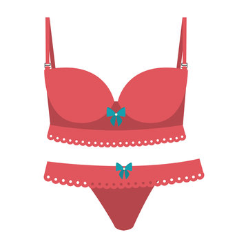 pink set lingerie with bow lace vector illustration