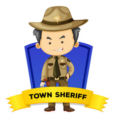 Occupation wordcard with town sheriff