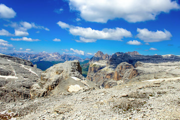 Fototapeta na wymiar View from the summit of Sass Pordoi, Dolomites, Italy