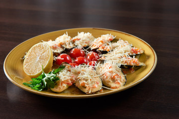 Shellfish mussels served at the restaurant