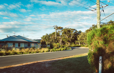 Fototapeta na wymiar Countryside Road , Perth ,Australian . vintage toning filter add .