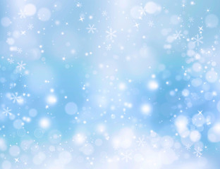 Christmas fantasy, winter background with snowflakes and stars