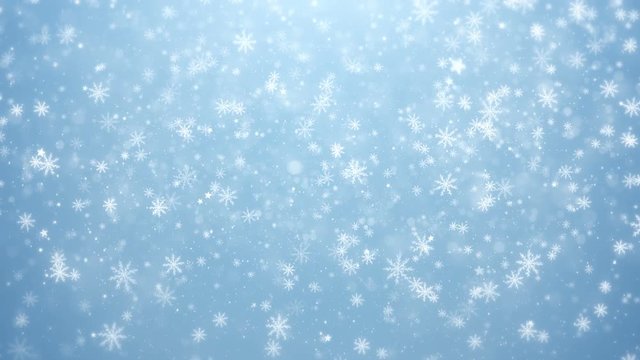 Falling snowflakes and stars, snow background
