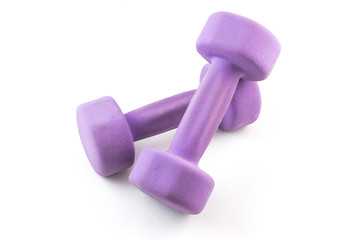 Sports dumbbells purple. Dumbbell Weights isolated on white