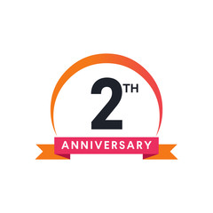 2Th anniversary ribbon logo with crescent moon shape