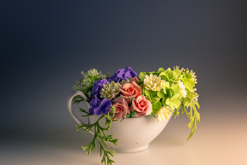 Vase with decorative flowers handmade