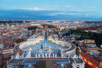 Aerial view on Rome, Italy. Evening. Selective focus.