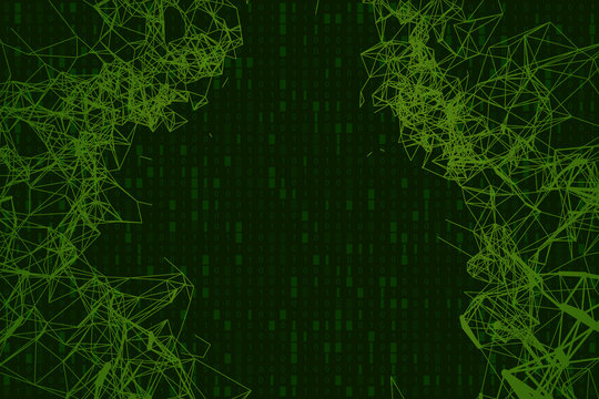 Abstract green technology background. Binary computer code. Abstract vector illustration.