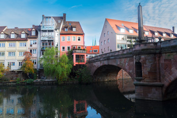 Old town of Nuremberg over Pegnitz, Germany