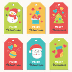 Collection of New Year and Christmas gift tags.
