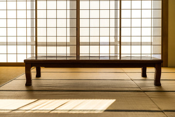 Japanese-style room with tatami mats and paper sliding doors