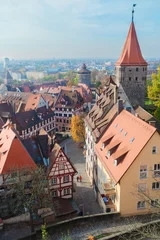 Fototapeten oView of Old town of Nuremberg with city wall, Germany © neirfy