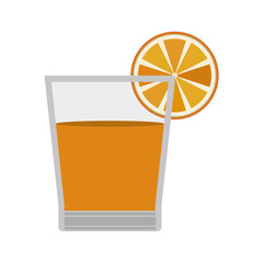 glass orange juice with slice fruit vector illustration