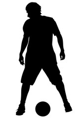 Football player with the ball on white background