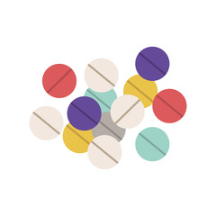 Colored pills and granules medical vector illustration