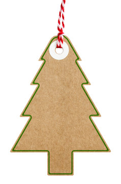 Gift Tag Christmas Tree Shaped With Green Border