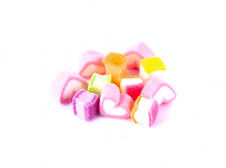 Marshmallow, jelly, on white background