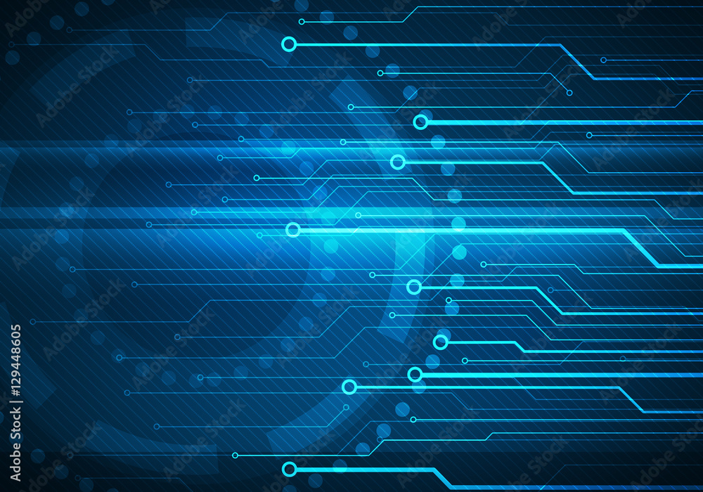 Aufkleber digital conceptual image circuit microchip on blue background