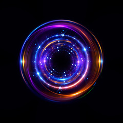Abstract neon background. luminous swirling bunner. Glowing spiral. 
Shine round frame with light circles light effect. Glowing cover. 
Space for your message. Glossy. LED ellipse