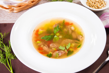 soup with quail meat