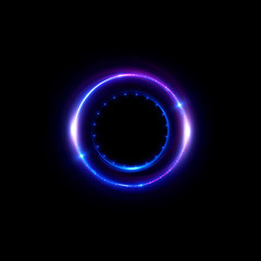 Abstract neon background. luminous swirling bunner. Glowing spiral. 
Shine round frame with light circles light effect. Glowing cover. 
Space for your message. Glossy. LED ellipse