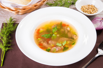 soup with quail meat