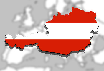 Obraz premium close up on Austria map on Europe background