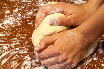 Fototapeta premium Prepare the dough for baking, Russia