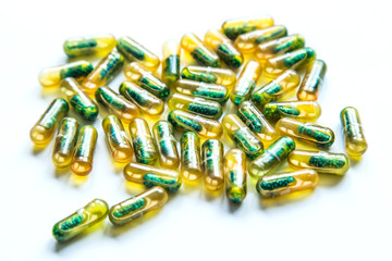Pharmacy and Tablet.Pills and capsules. Medicine and healthy. Close up of capsules. Different kind of medicines