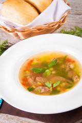 soup with quail meat