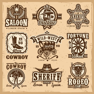 Set Of Vector Wild West Logos