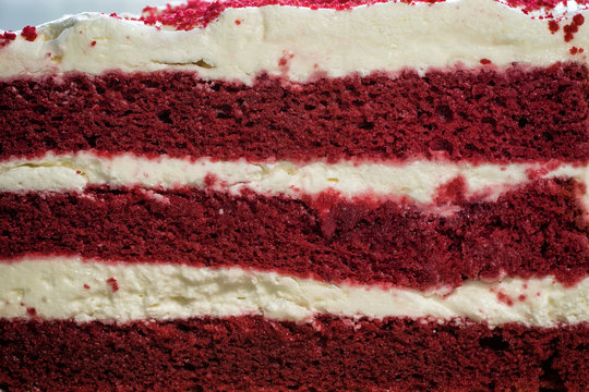 face cut of red velvel cake on macro image - can use to display or montage on product