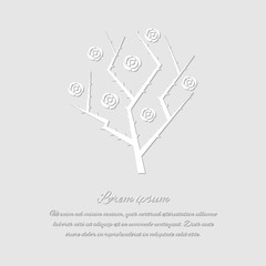 Silhouette of a rose bush with flowers. Stylish design template with a shadow and a place for your text.