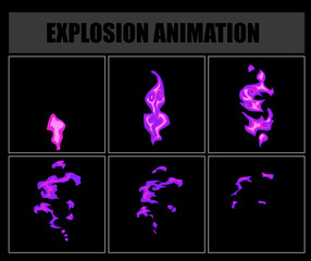 Fire animation sprites, vector flame video frames for game design
