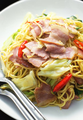 spicy chinese noodle with bacon