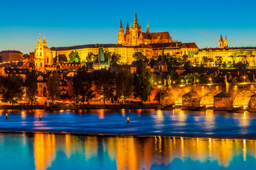 Obraz premium Prague Skyline at Night, the Czech Republic