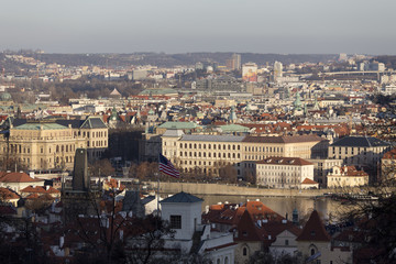 Fototapeta na wymiar View on the autumn Prague City, Czech Republic