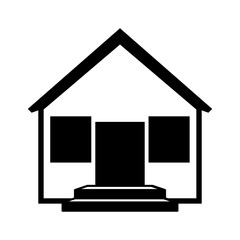 silhouette with monochrome house one floor vector illustration