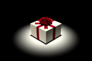 Present, Gift Box with Red Ribbon