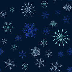 Fototapeta na wymiar Hand-drawn doodles natural color snowflake seamless. Zentangle mandala style.