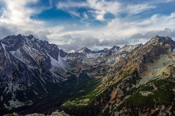 Panorama mountain autumn landscape. High Tatras. Slovakia