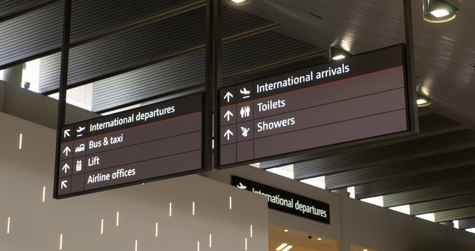 Flights information board .