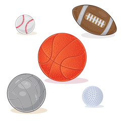 Set of sports balls isolated on white background.