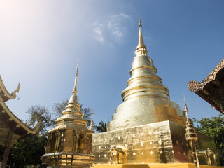 Fototapeta premium two pagonedas in Prasing temple ,Chiangmai ,Thailand