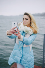 beautiful girl on winter walk