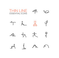 Yoga Poses - Thin Single Line Icons Set