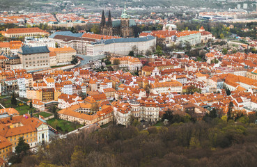 Fototapeta na wymiar Types Prague red roof home city panorama